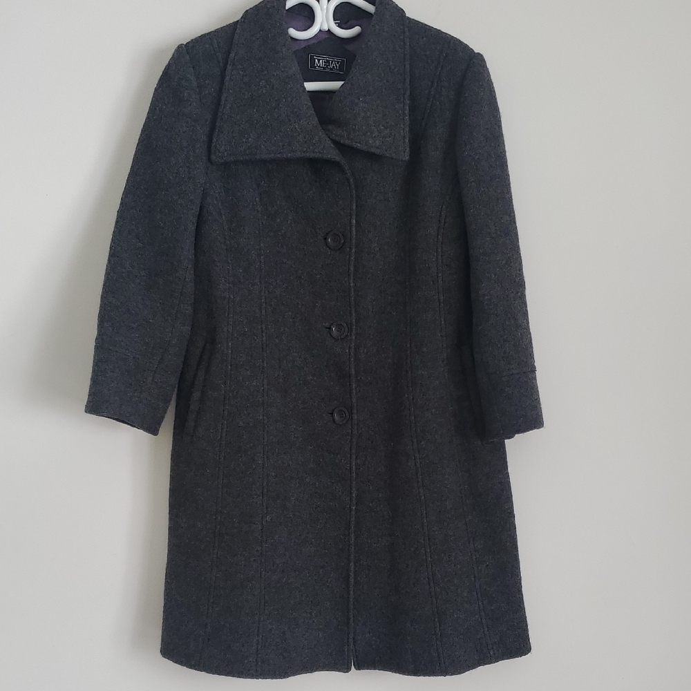 Me-Jay Charcoal Gray Wool Coat